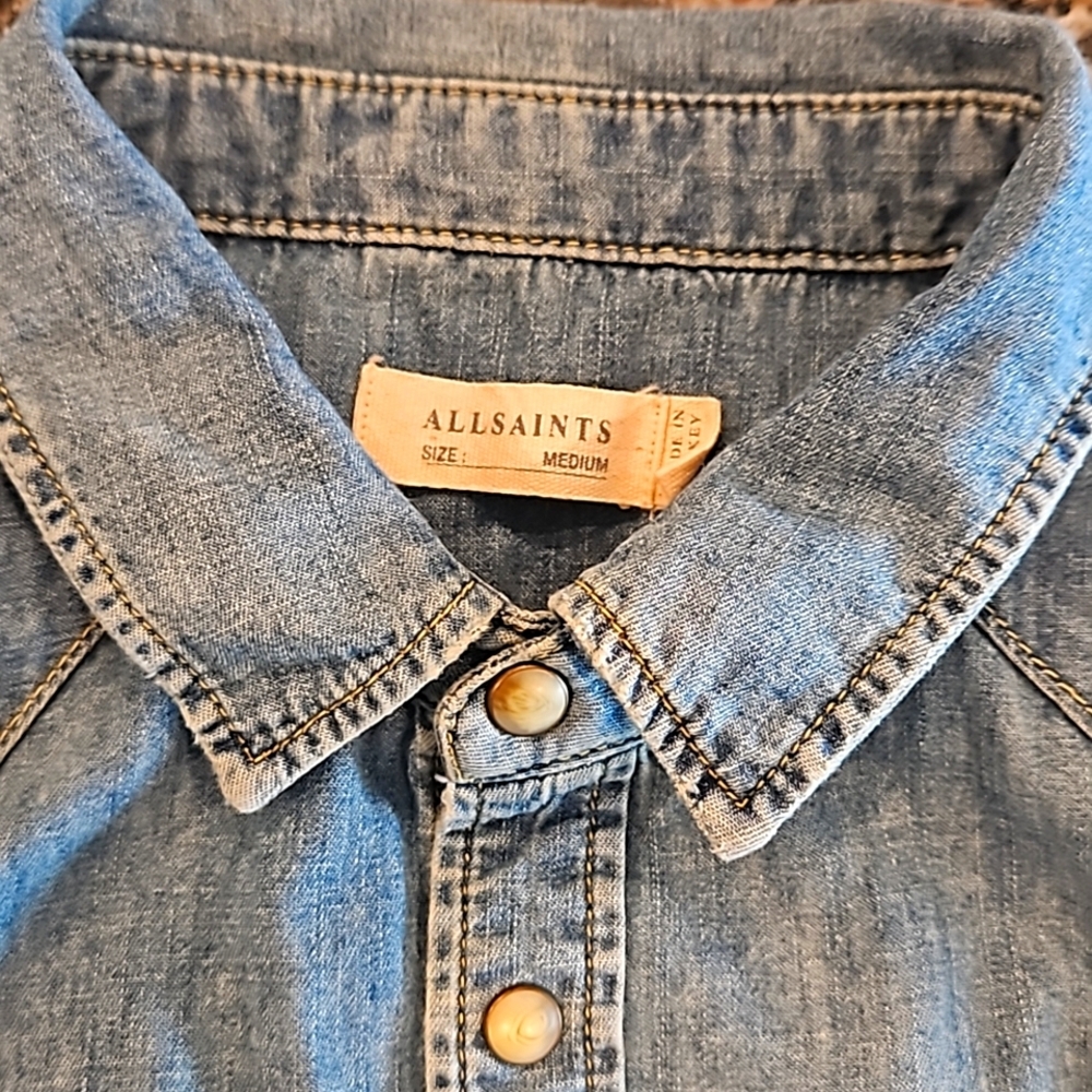 AllSaints All Saints Jean Long Sleeve shirt pearl buttons